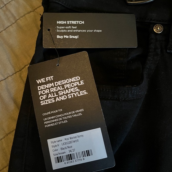 Silver Jeans, Most Wanted, Black Skinny Jeans, Size 14, 27” length - Picture 2 of 4